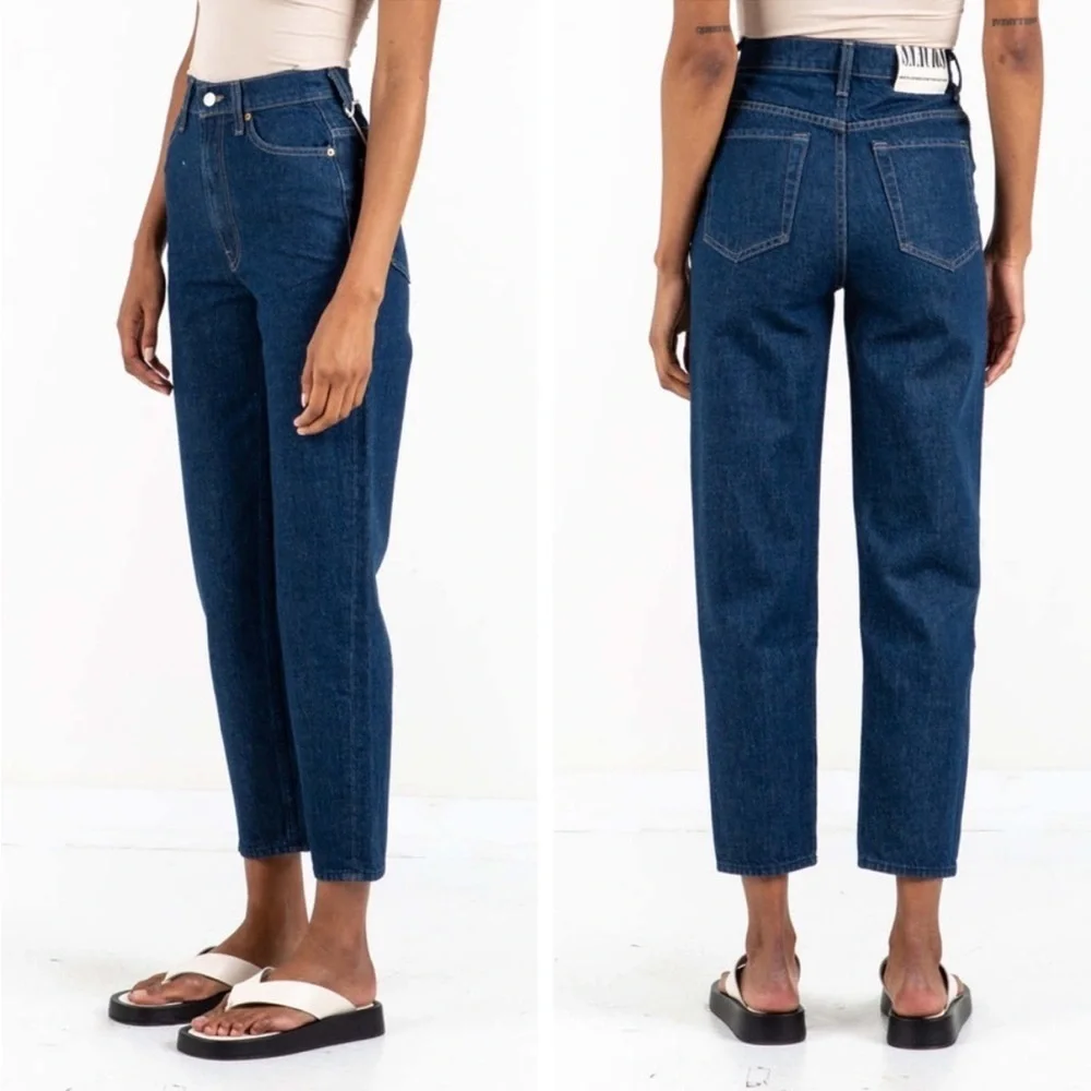 Mother Snacks High Waisted Twizzy Barrel Leg Ankle Jeans in Cold Brew size 27 - Picture 2 of 7